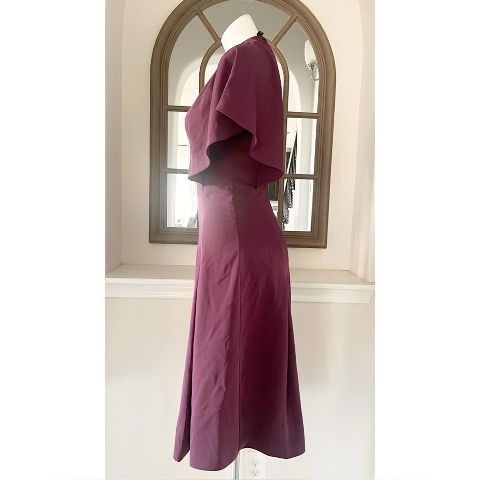 Ted Baker Kasiane Zip-Front Midi Dress in Burgundy Poplin, Size 1/XS Retail $329