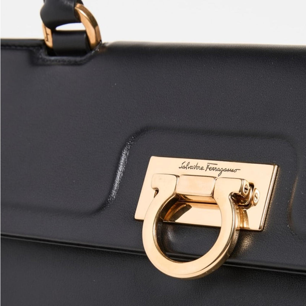 Salvatore Ferragamo Trifolio Swing Leather Shoulder Bag in Black, Like New
