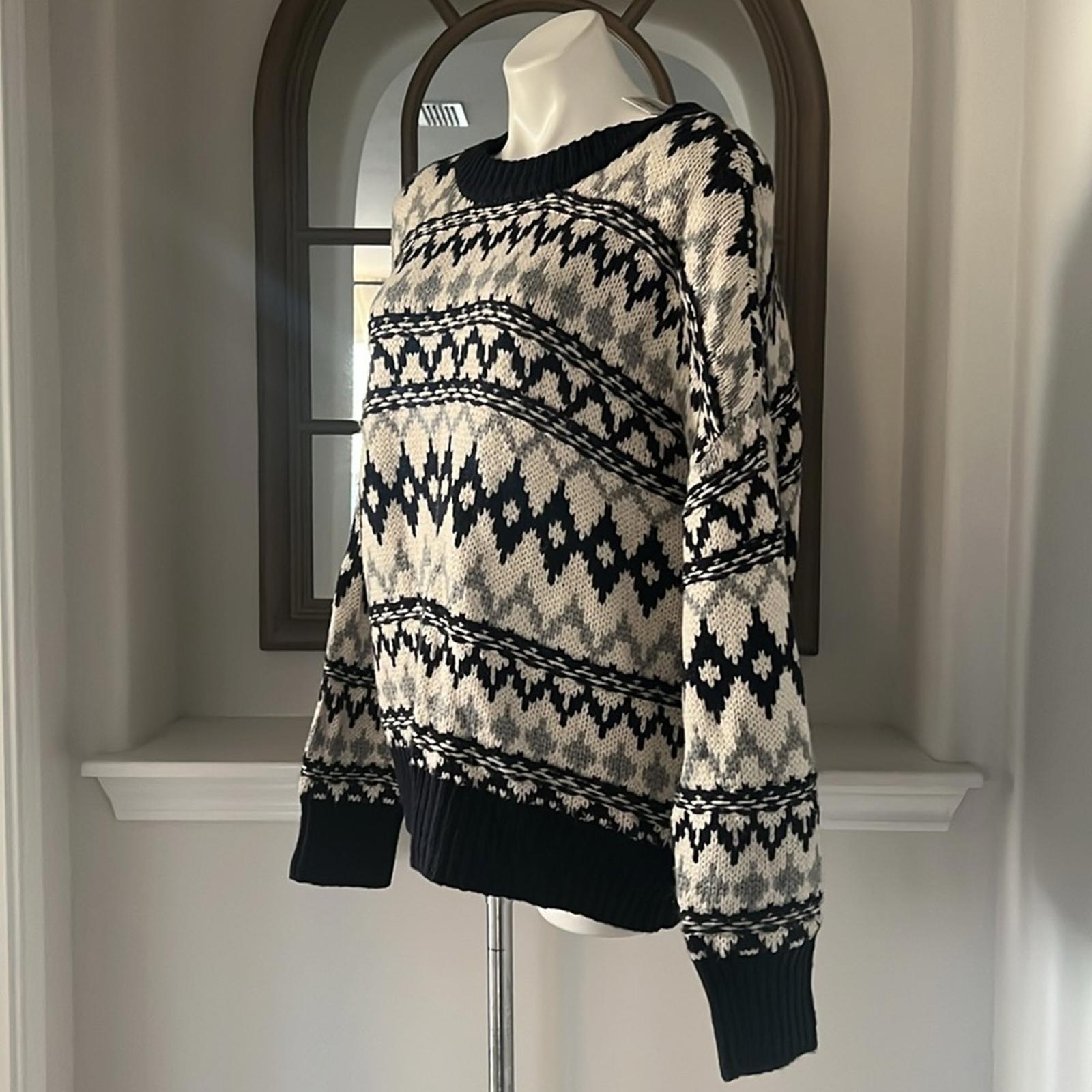 Favorite Daughter ‘Tis The Season Sweater &Hat Set, Blue/Grey Fair Isle Sz M NWT