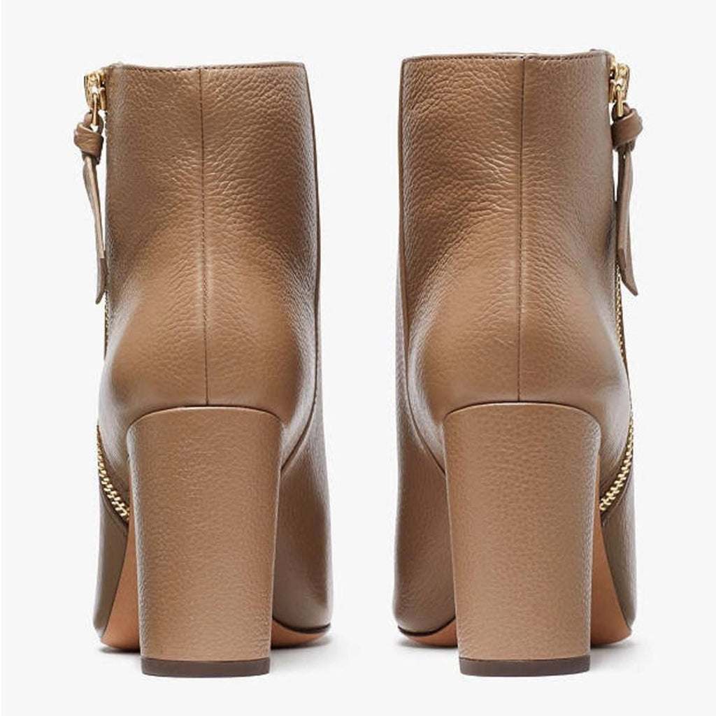 Kate Spade Knott Zip Booties, Light Fawn Pebble Calf Leather Size 11 New in Box