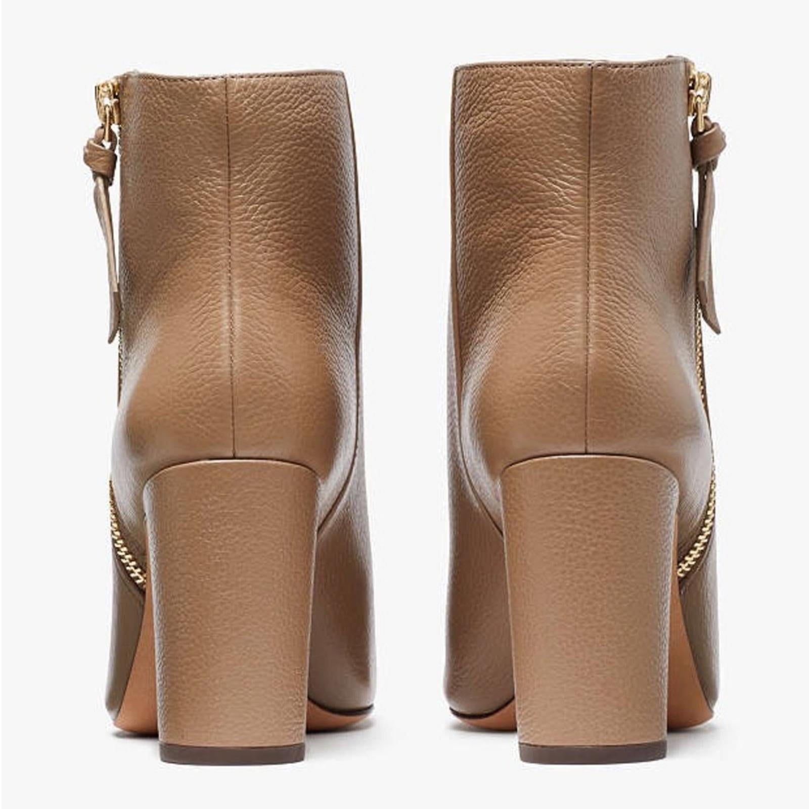 Kate Spade Knott Zip Booties, Light Fawn Pebble Calf Leather Size 11 New in Box
