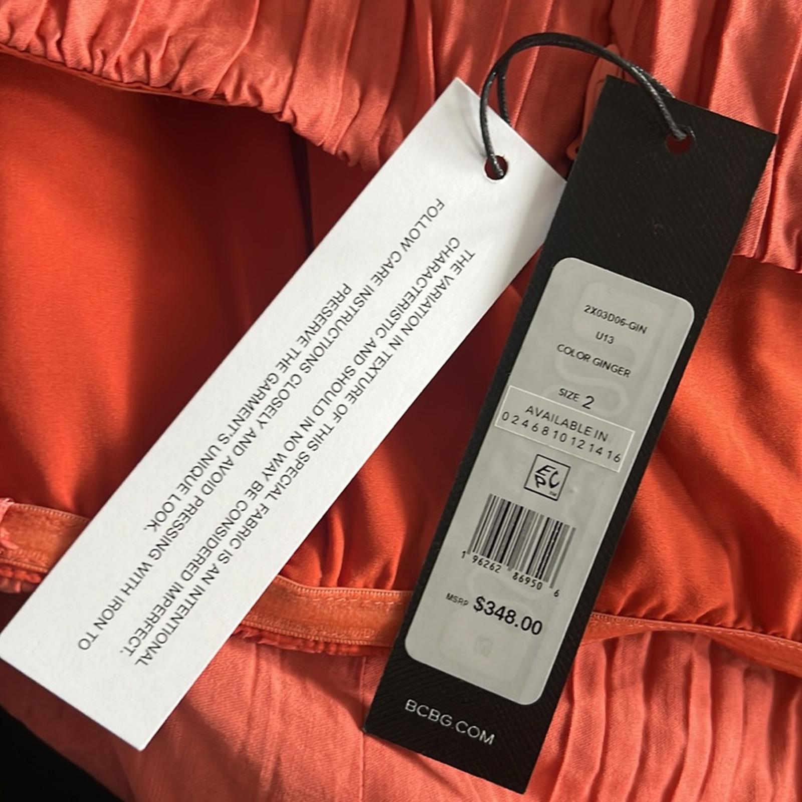 BCBGMAXAZRIA Felix Puff Sleeve Jumpsuit, Coral Size 2 New w/Tag Retail $348