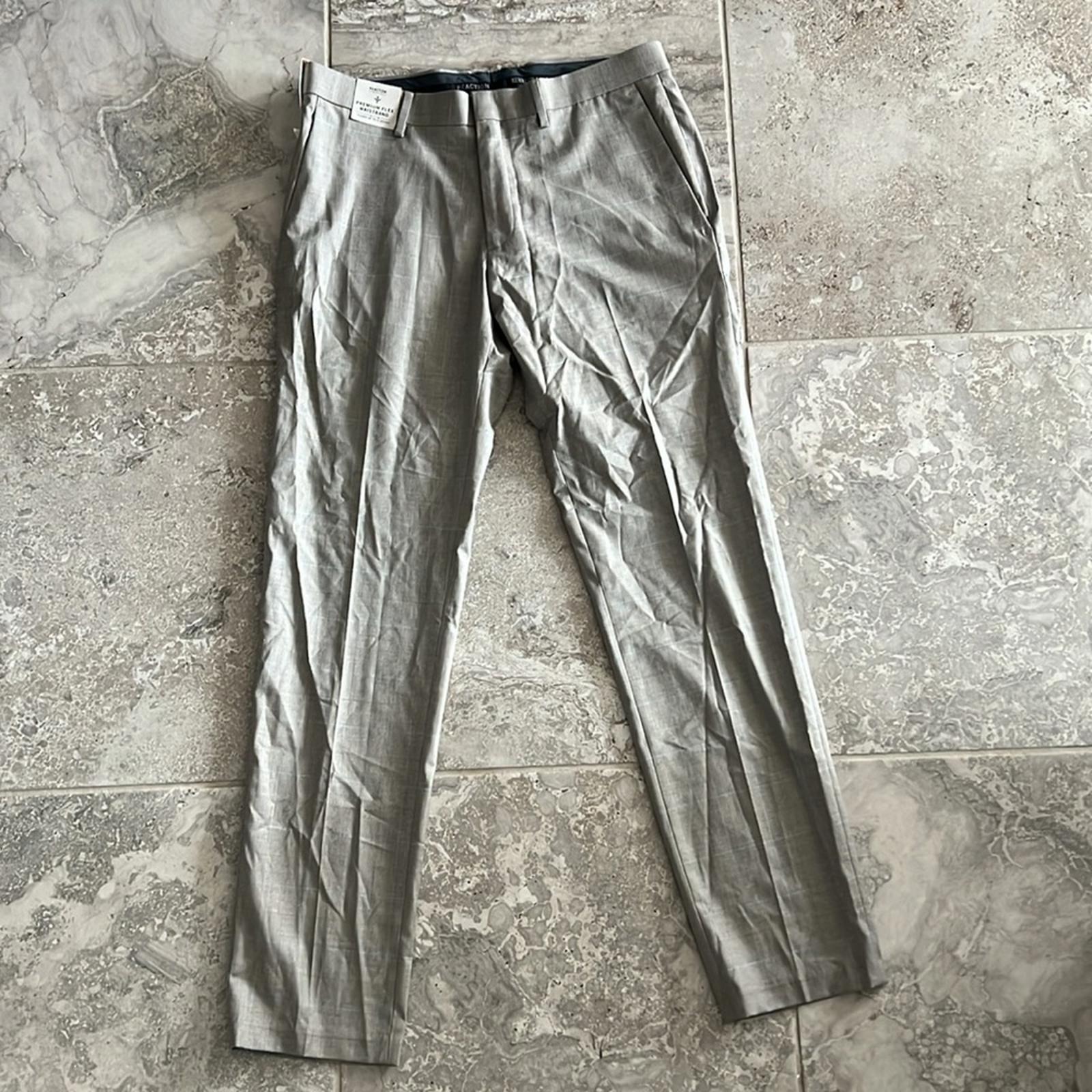 Kenneth Cole REACTION Premium Flex Slim Fit Dress Pants Oatmeal, 33W x 32L NWT