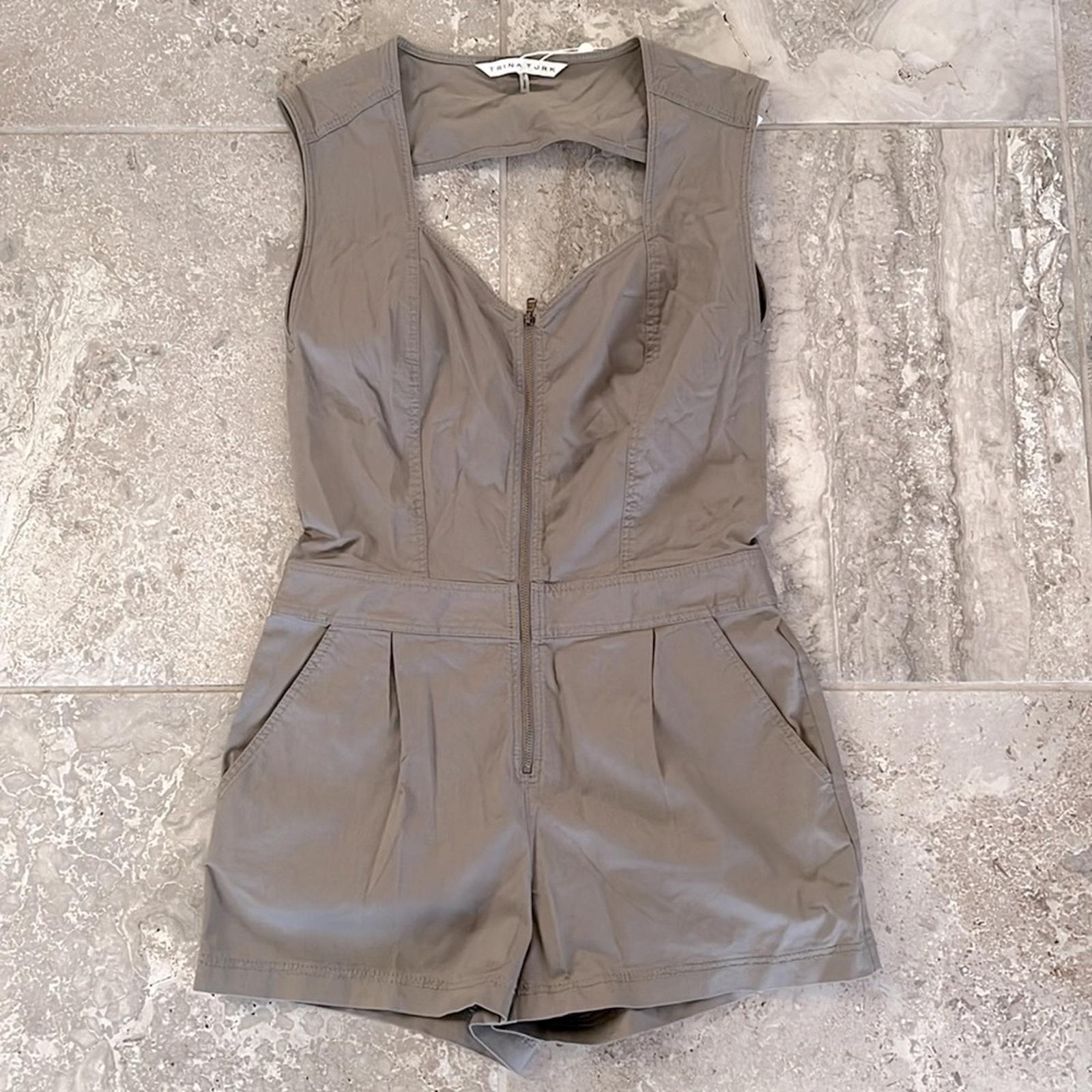 Trina Turk OLIVE Romper Finley Zip Front, Size 4 New w/Tag