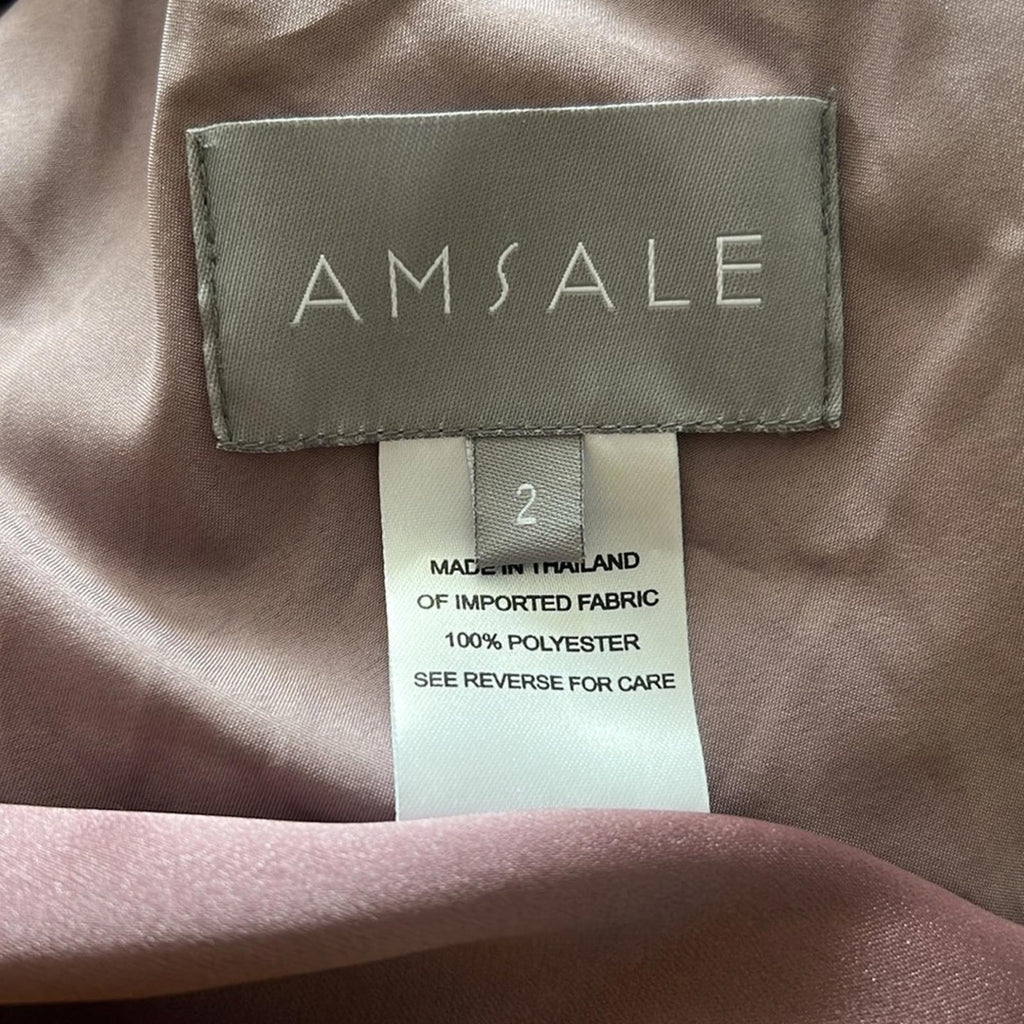 NWT Amsale Draped Satin One Shoulder Dress Mauve, Size 2 New w/Tag