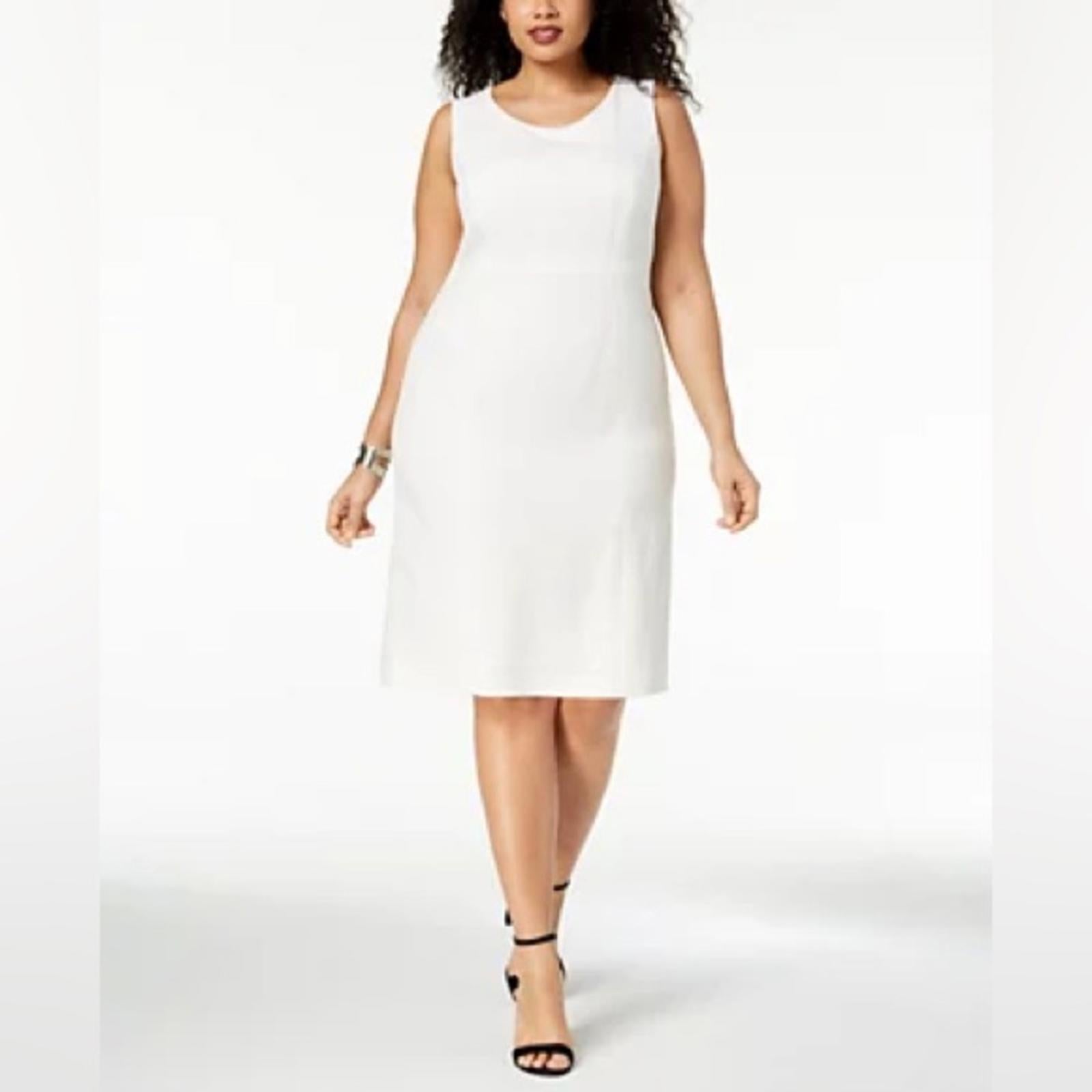 KASPER Stretch Crepe Sleeveless Sheath Dress in Vanilla Ice New w/Tag