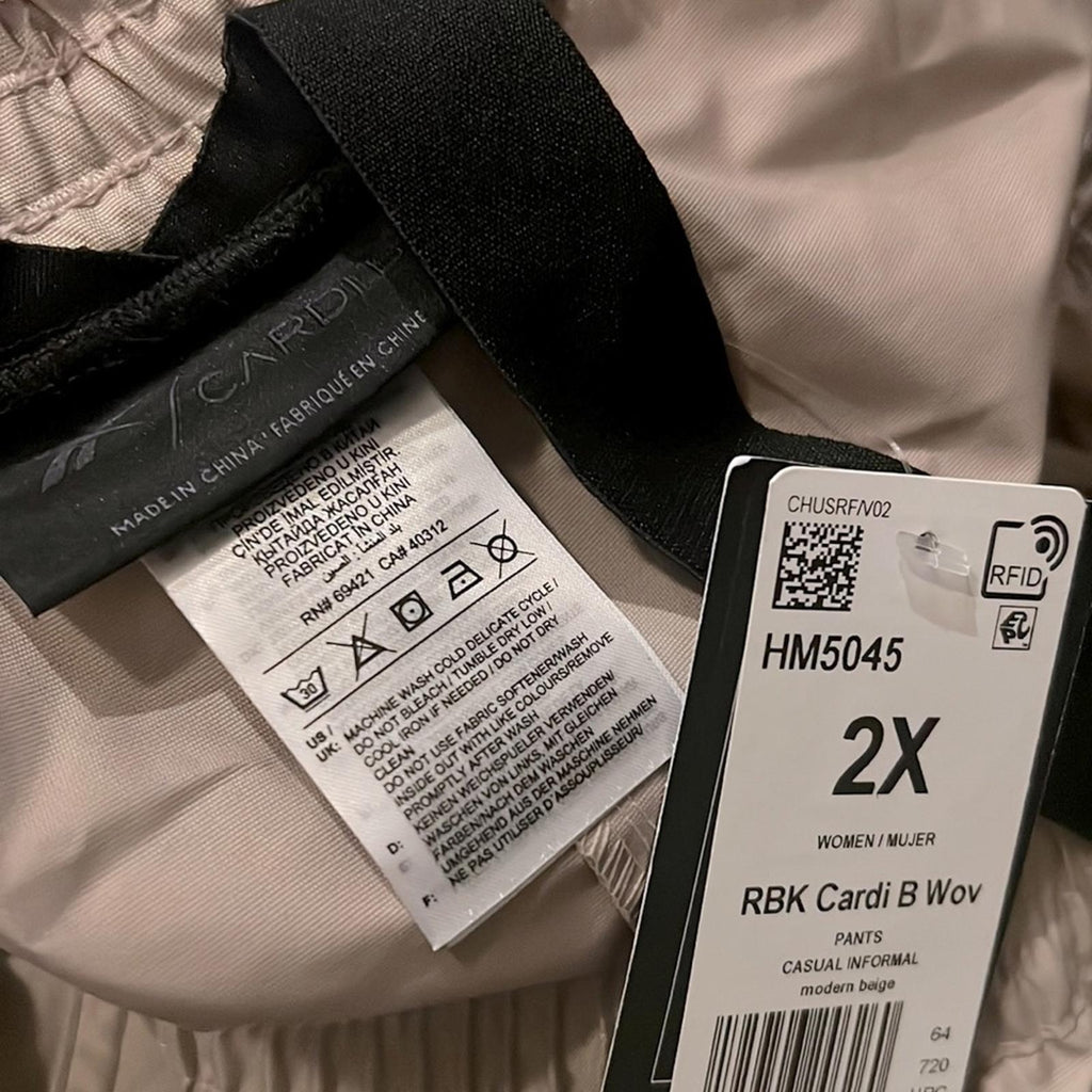 Reebok x Cardi B. Modern Beige Straight-Leg Pants, Plus Size 2X New w/Tag