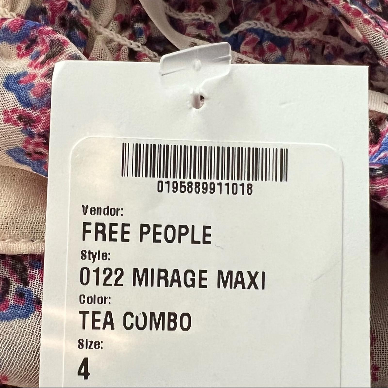 Free People Mirage Boho Printed Blouson Sleeve Maxi Dress, Size 4, New w/Tag