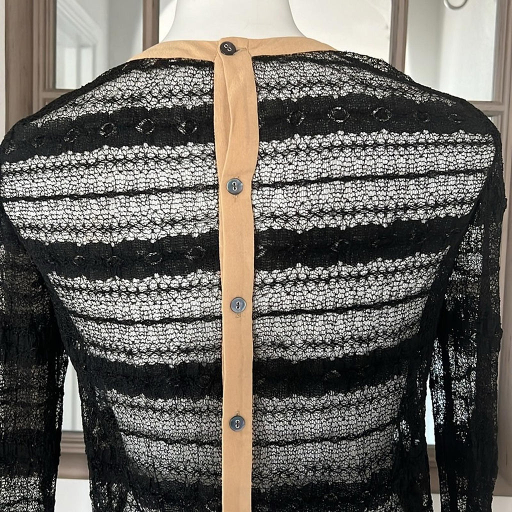 Opening Ceremony Sheer Lace Blouse in Black, Size S