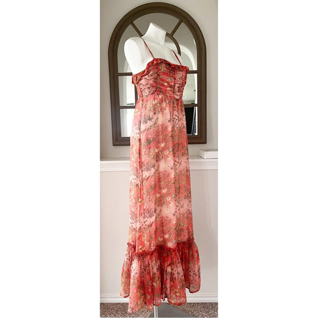 byTiMo Chiffon Sleeveless Ruffle Maxi Dress, Bright Field Size M New w/o Tag