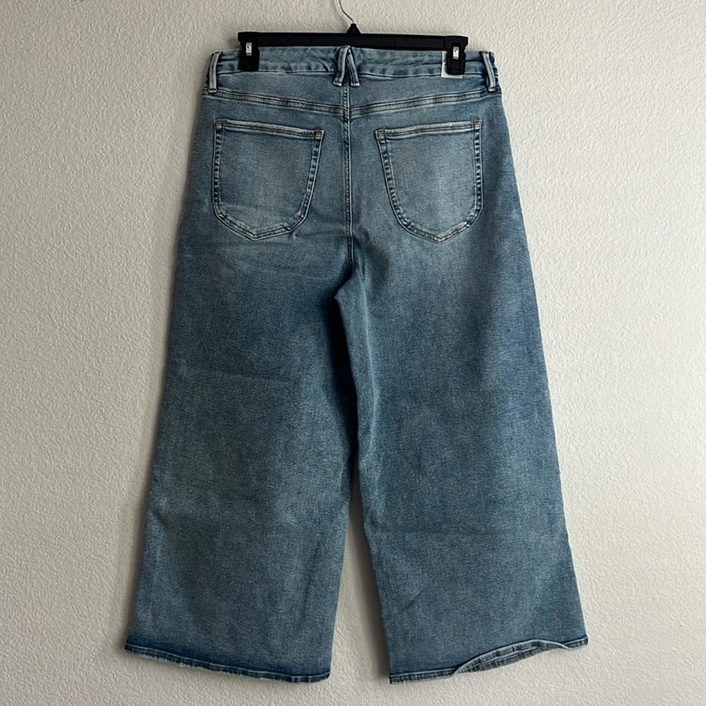 Good American High Rise Cropped Wide Leg Jeans in Blue Indigo, NWT, Size 16