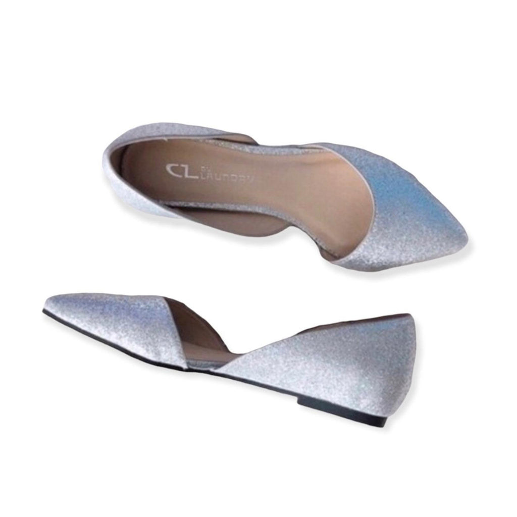 NEW CL Laundry Platinum Heart Pointed Toe Shoes, Silver Size 6M New w/o Box