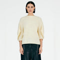 TIBI Handspun Knit Pleat Sleeve Top in Cream, Size 10 New w/Tag $395 - SOLD OUT!