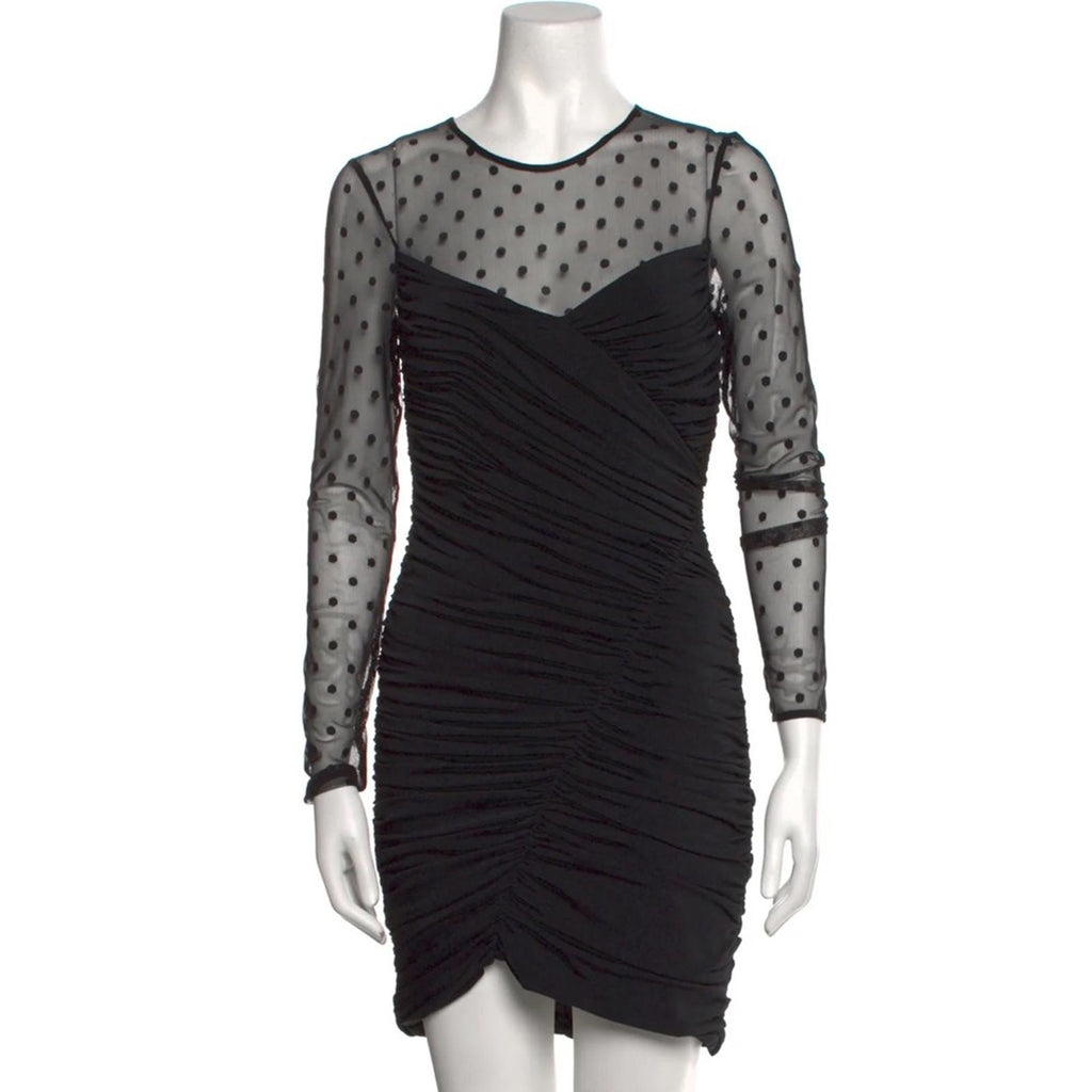 Halston curated by Reiss Polka Dot Mini Dress in Black, Size 16 New w/Tag $445