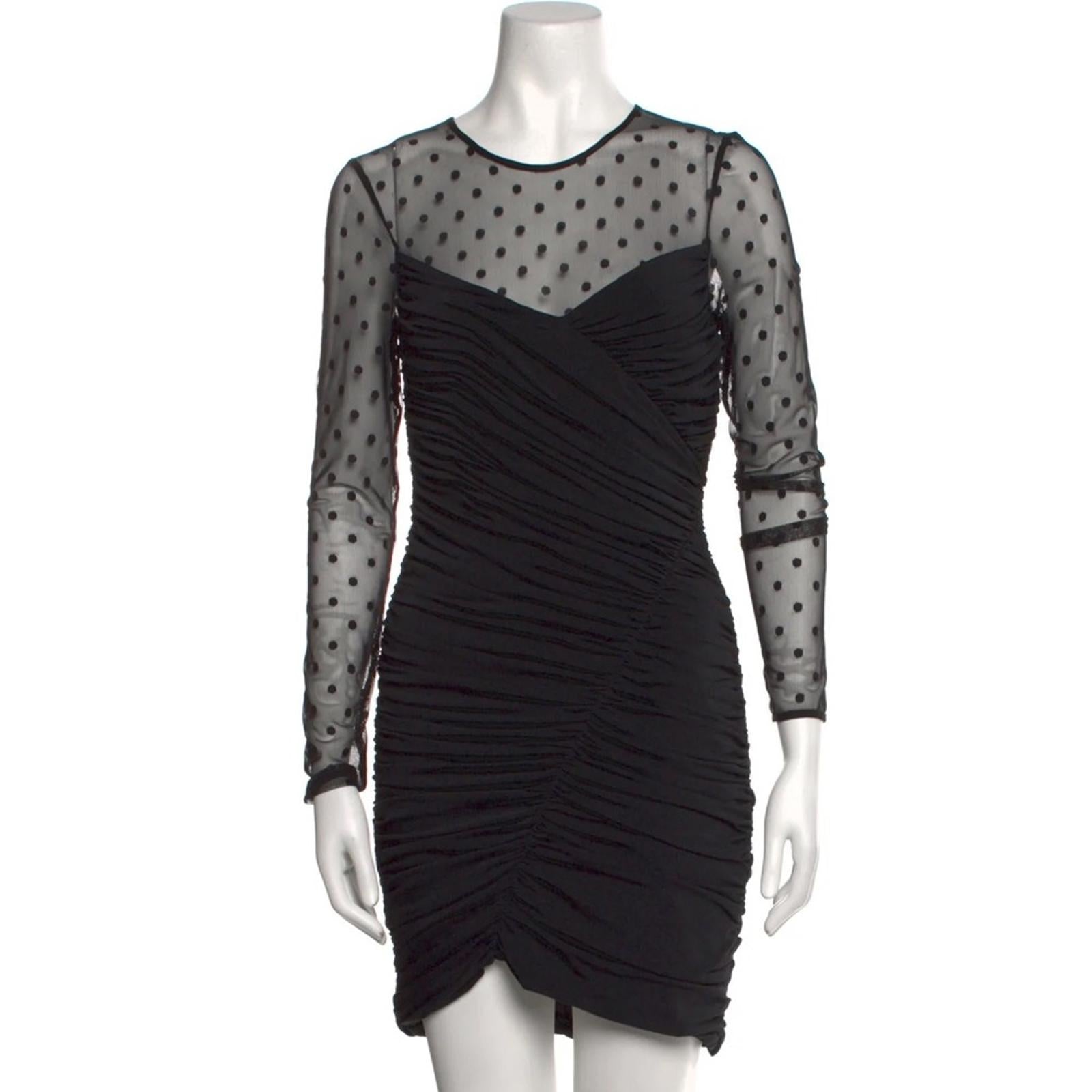 Halston curated by Reiss Polka Dot Mini Dress in Black, Size 16 New w/Tag $445