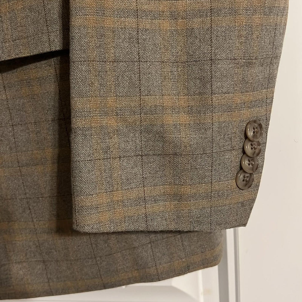 Tommy Hilfiger Conrad Oatmeal Gray Windowpane Plaid Blazer Size 44L NWT $295