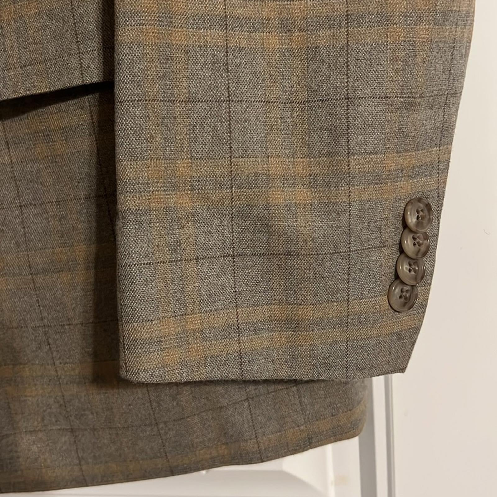 Tommy Hilfiger Conrad Oatmeal Gray Windowpane Plaid Blazer Size 44L NWT $295