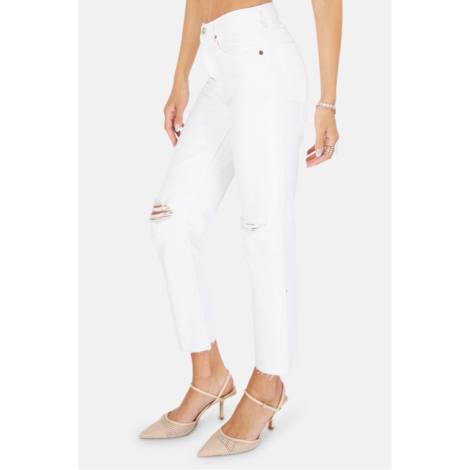 RE/DONE 70s Stove Pipe White Destroyed Jeans, Size 31 Retail $295 - NWT