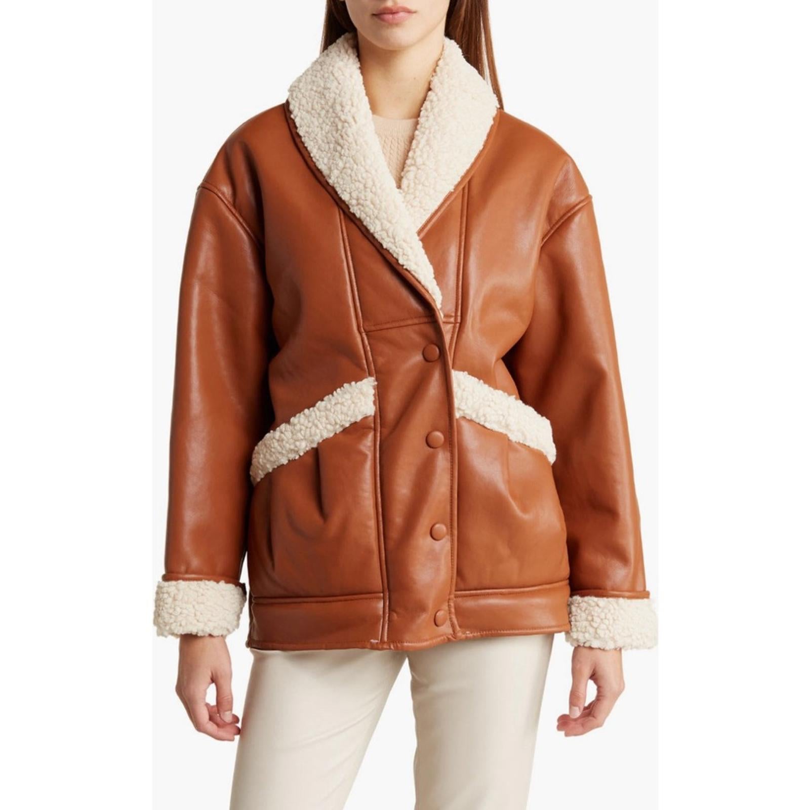 Blank NYC Faux Shearling & Faux Leather Jacket, Rainmaker Size XL New w/Tag