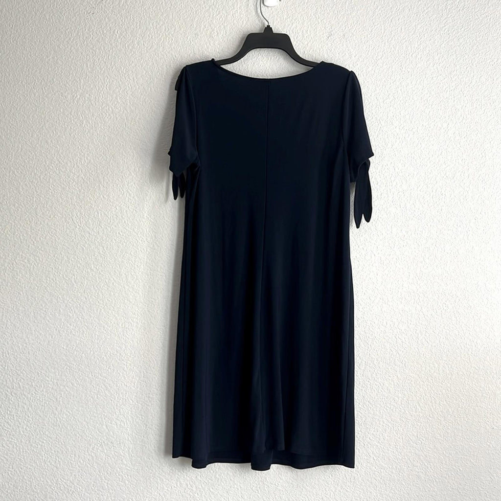 MSK Tie-Sleeve Midi Dress in Navy Blue, Size 1X EXCELLENT!