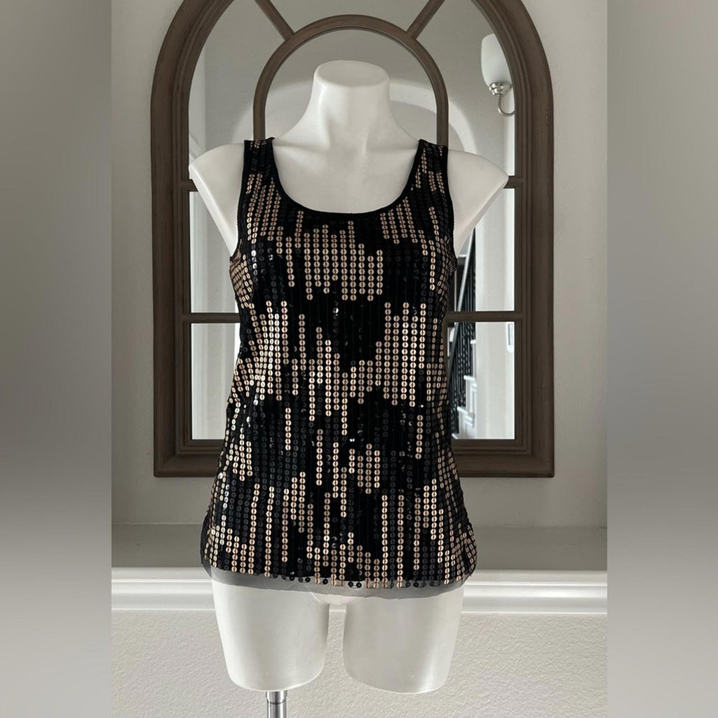 Romeo & Juliet Black Tank Top! w/Gold Sequins Size L