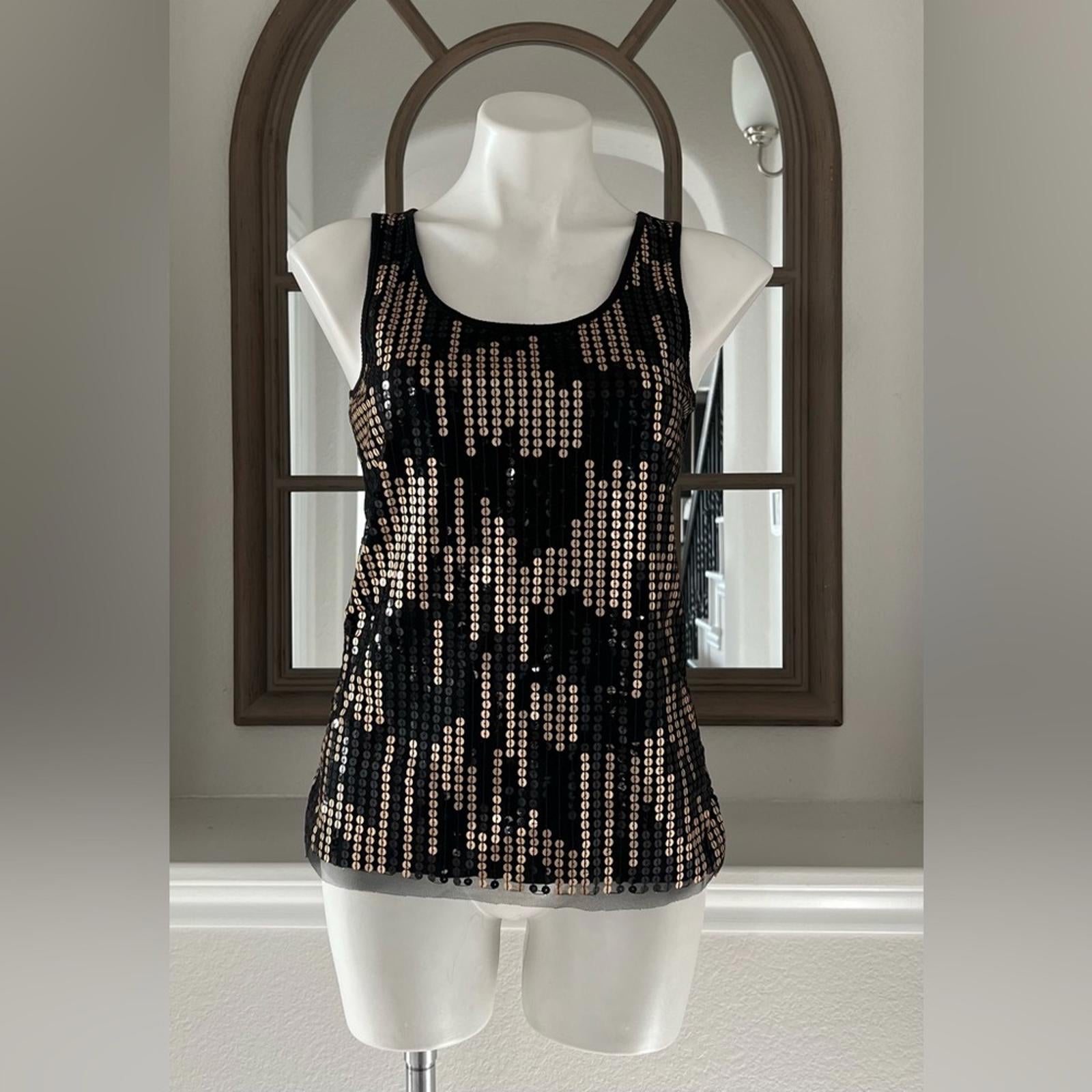 Romeo & Juliet Black Tank Top! w/Gold Sequins Size L