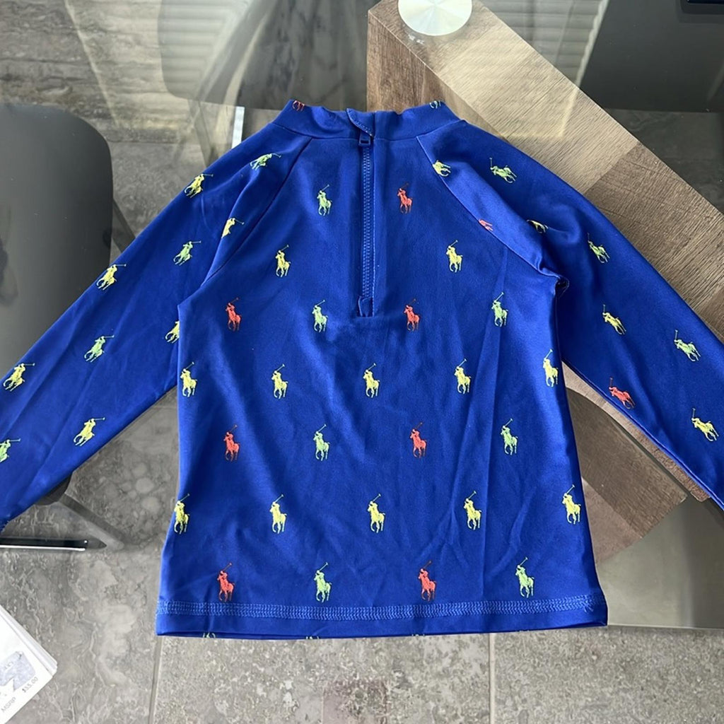 Boy's Ralph Lauren Stretch Poly-Jersey Rashguard Swim Top, 18-24 Months NWT $55