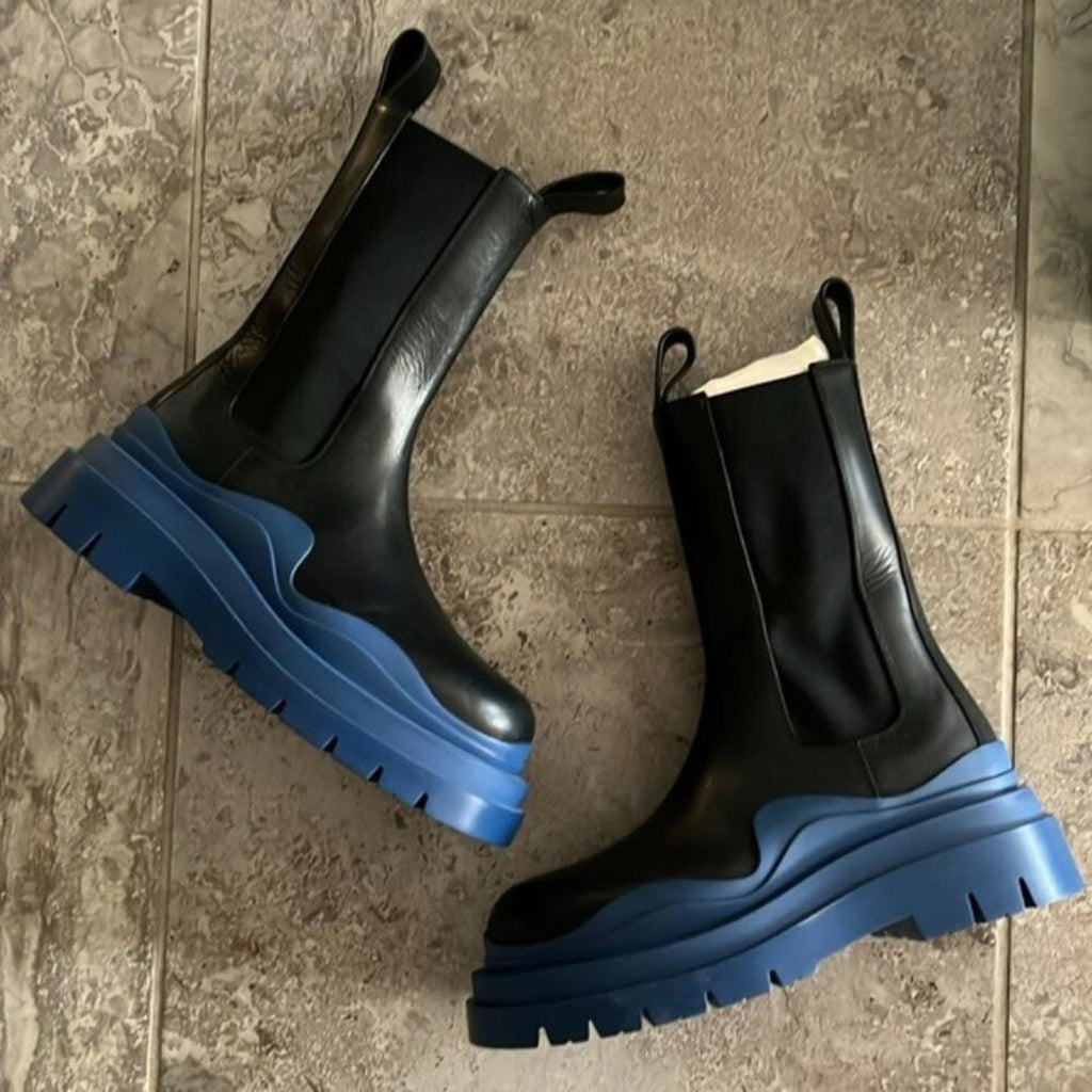 Bottega Veneta Black ‘Tire’ platform Chelsea Boots, Size 40 New in Box +DustBag