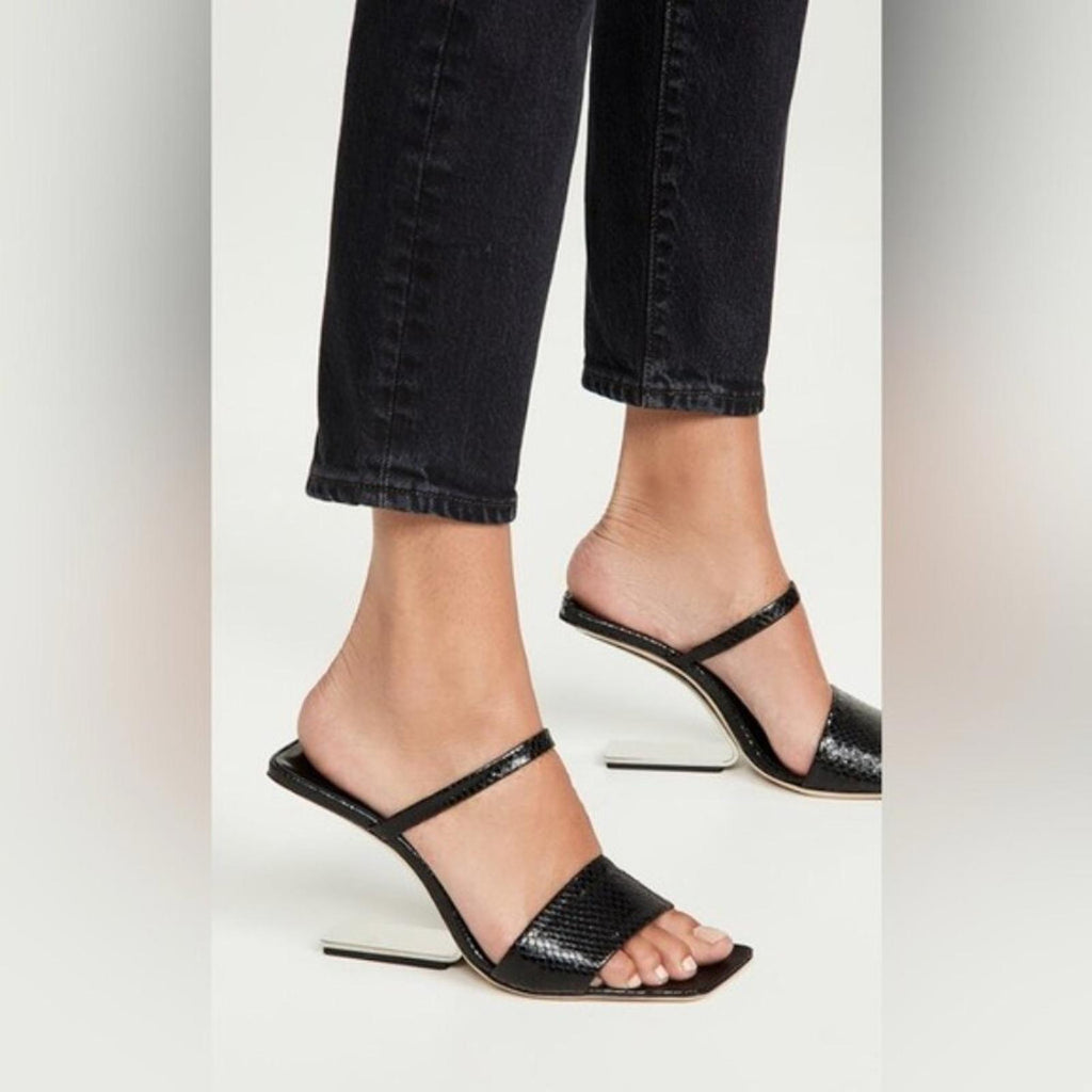 Cult Gaia BLACK Rene Cut-Out Heel Sandals, EU38 x Revolve New in Box +DustBag