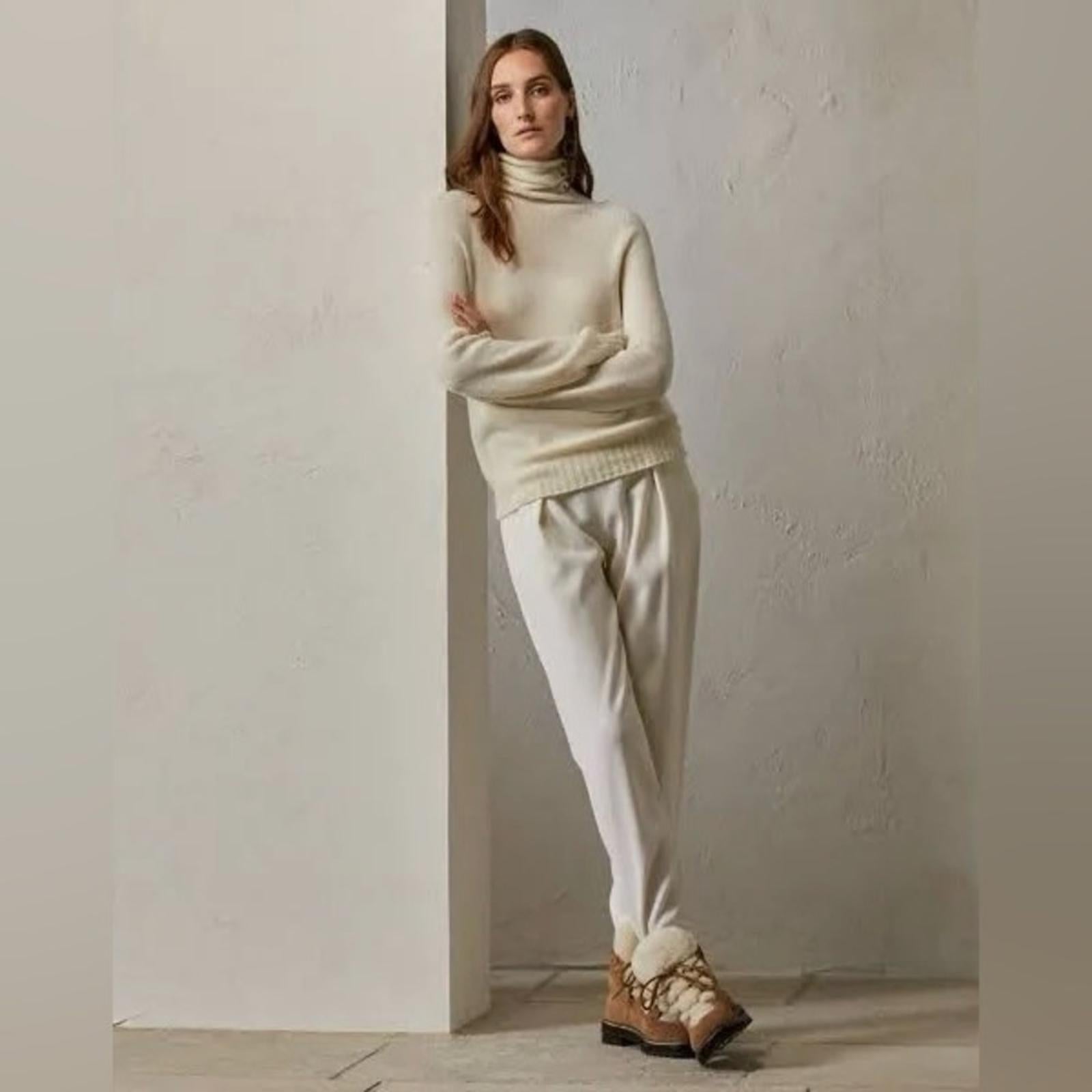 Lauren Ralph Lauren Cashmere Funnelneck Sweater in Winter Cream, NWT, Size S