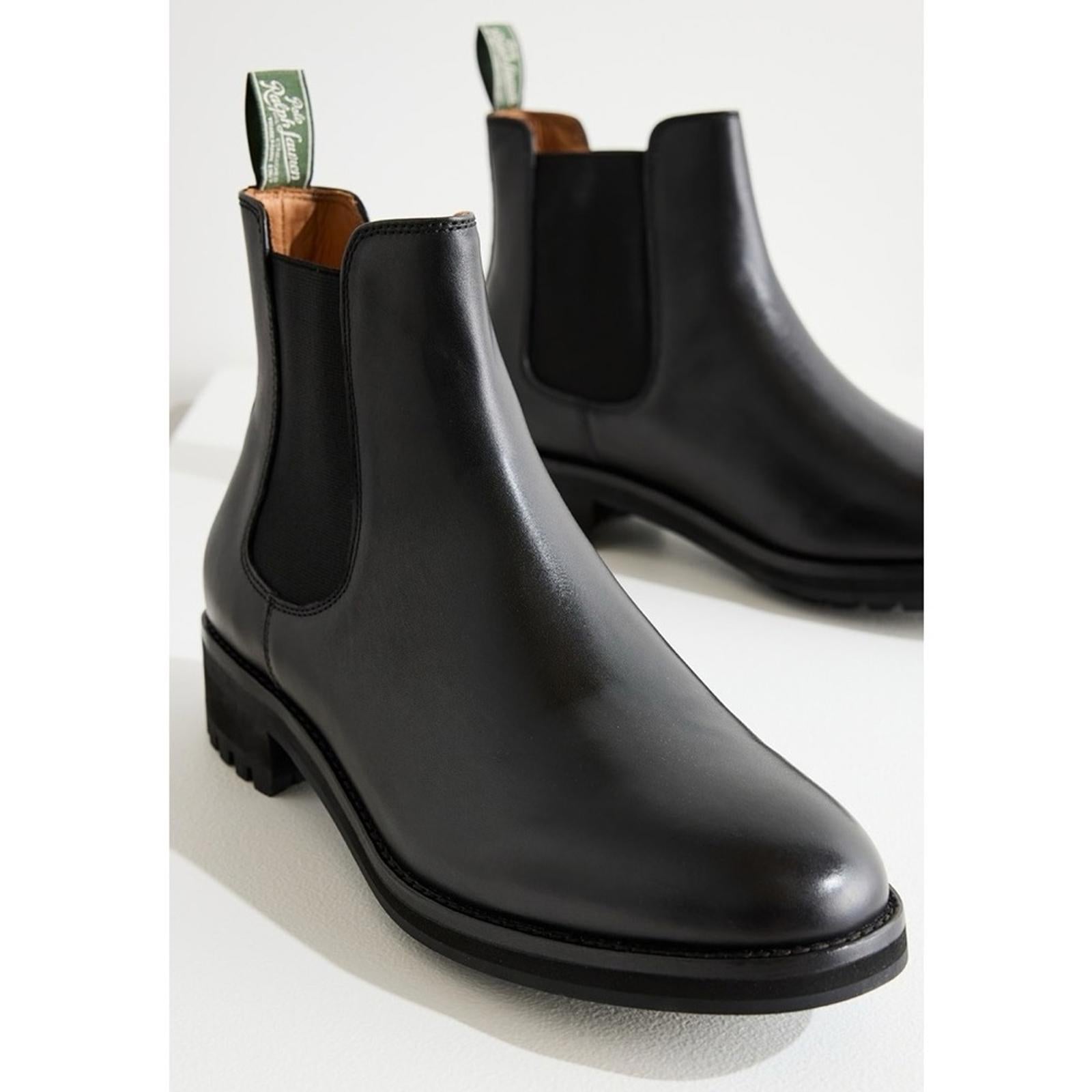 Polo Ralph Lauren Bryson Leather Chelsea Boots w/ Elastic Panels, NWT, Size 8.5