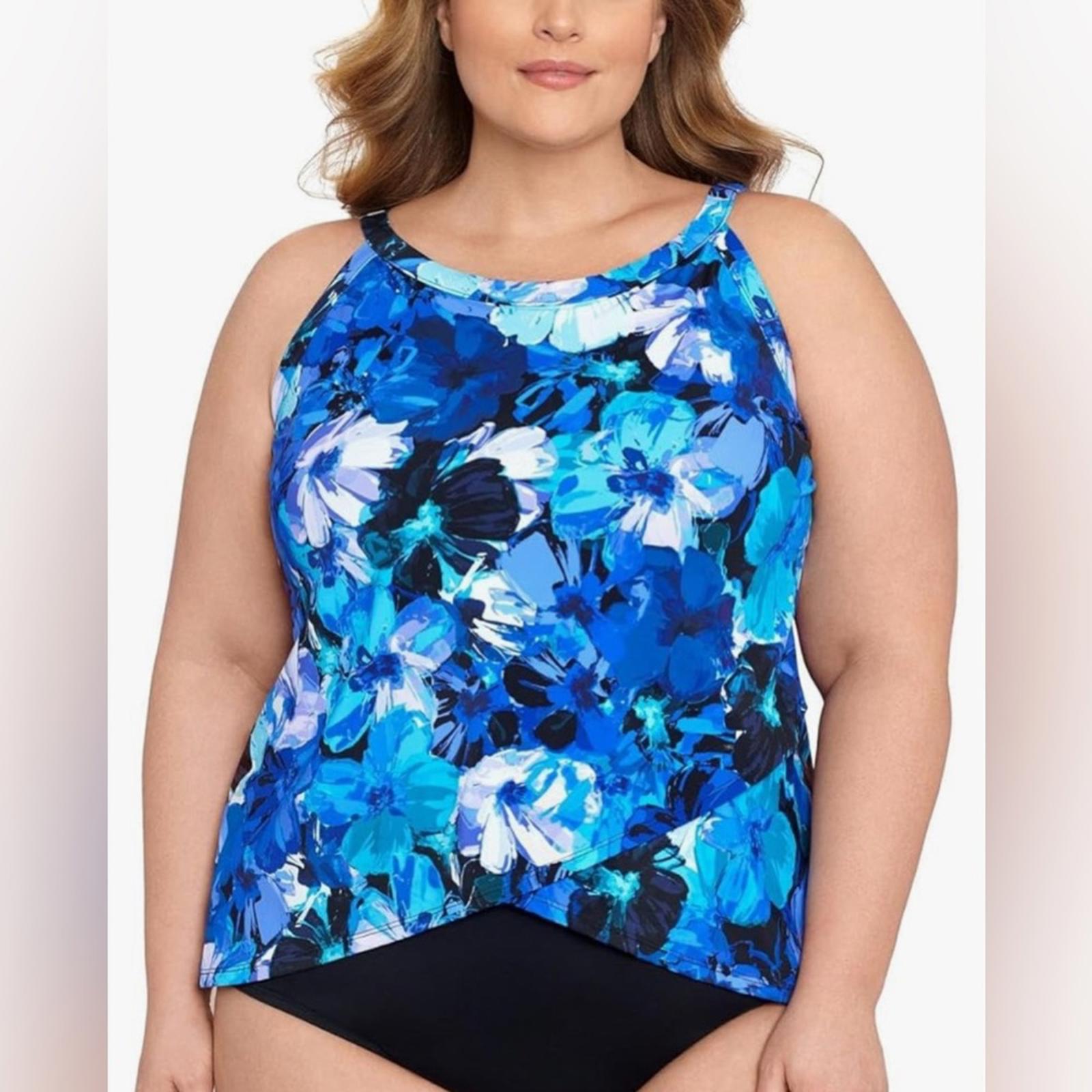 Swim Solutions Women’s Plus Floral Underwire Tankini Swim Top, NWT, Size 16W