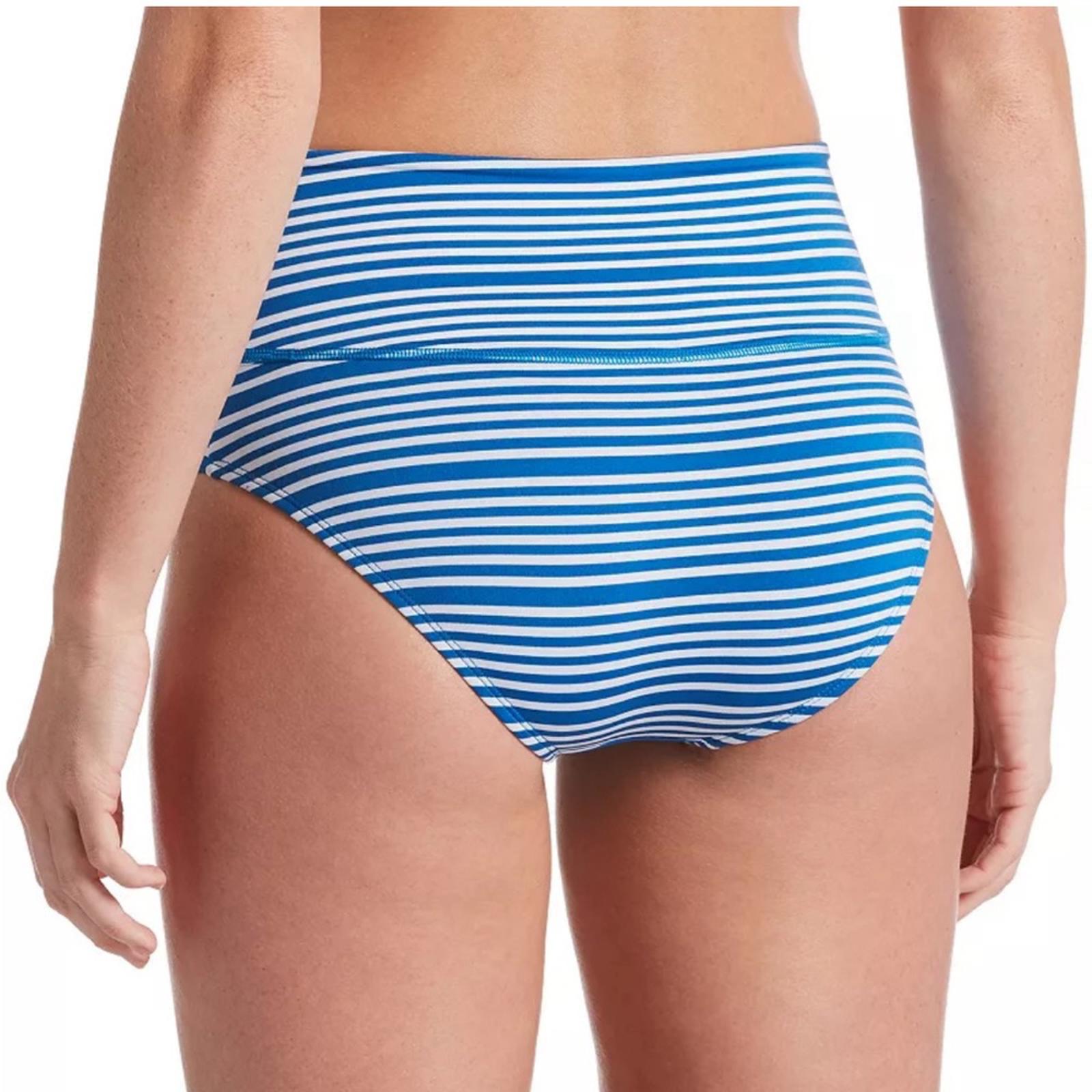 Nike Striped High Waisted Bikini Bottoms, Blue & White Size XL New w/Tag