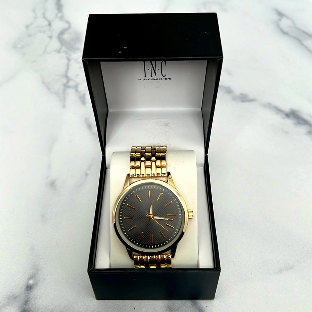 INC Men's Gold-Tone Bracelet Watch 45mm, NEW in Box
