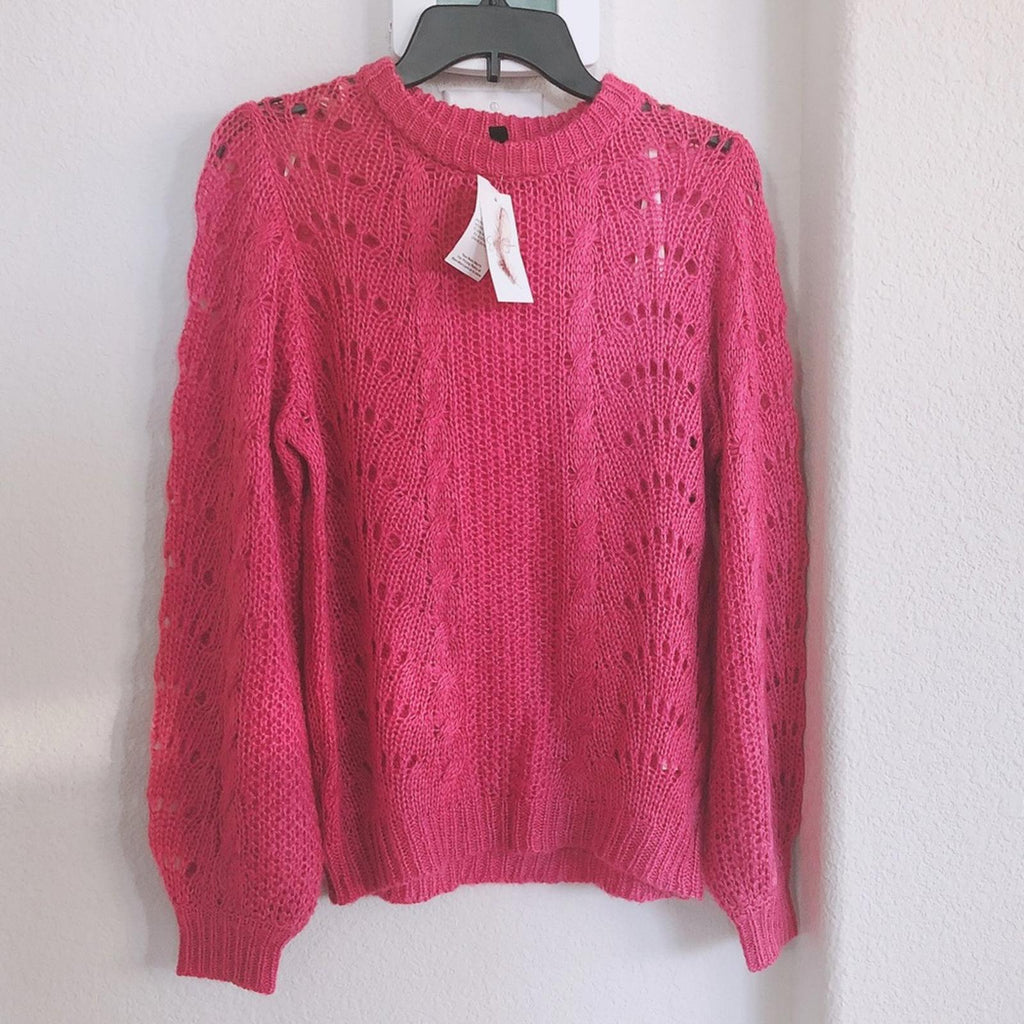Jessica Simpson Rosebud Pointelle Crewneck Pullover Sweater Size XL New w/Tag