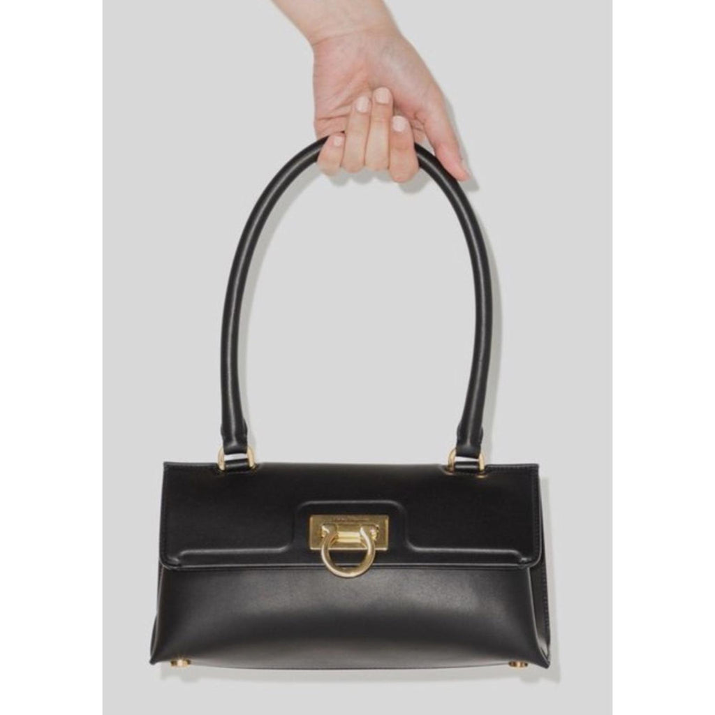 Salvatore Ferragamo Trifolio Swing Leather Shoulder Bag in Black, Like New