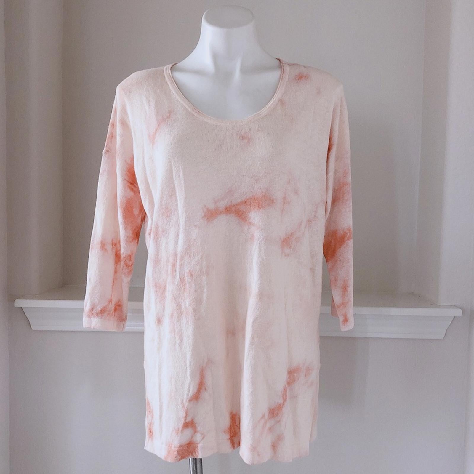 J. Jill Linen Blend Tie-Dye Knit Tunic Sweater in Peach Cream, Size S New w/Tag