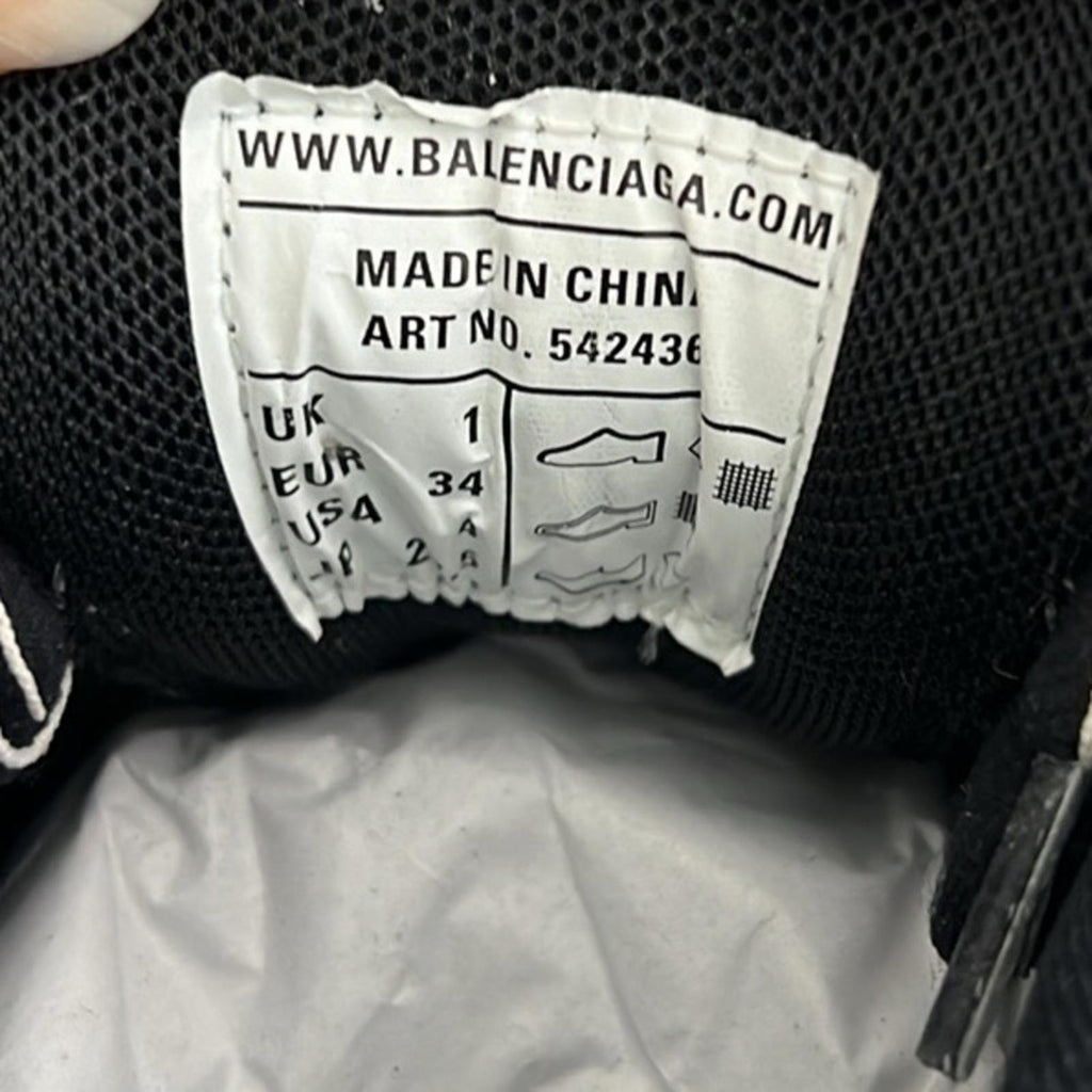 Balenciaga Track Sneakers, White/Black +Extra Shoe Laces Size EU34 US4 EXCELLENT