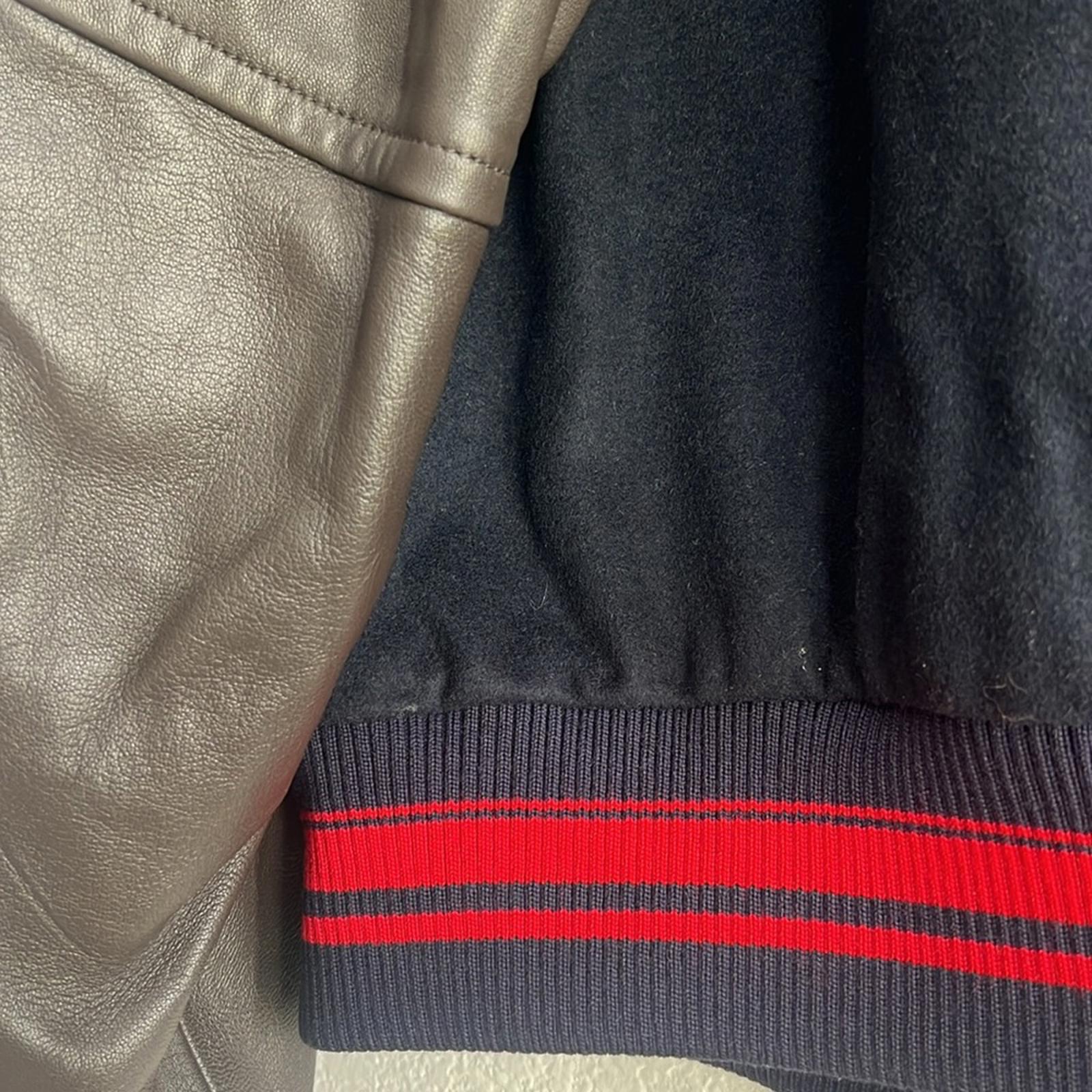 Wales Bonner Navy Ascend Varsity Bomber Jacket in Navy & Brown, NWT, Size 52
