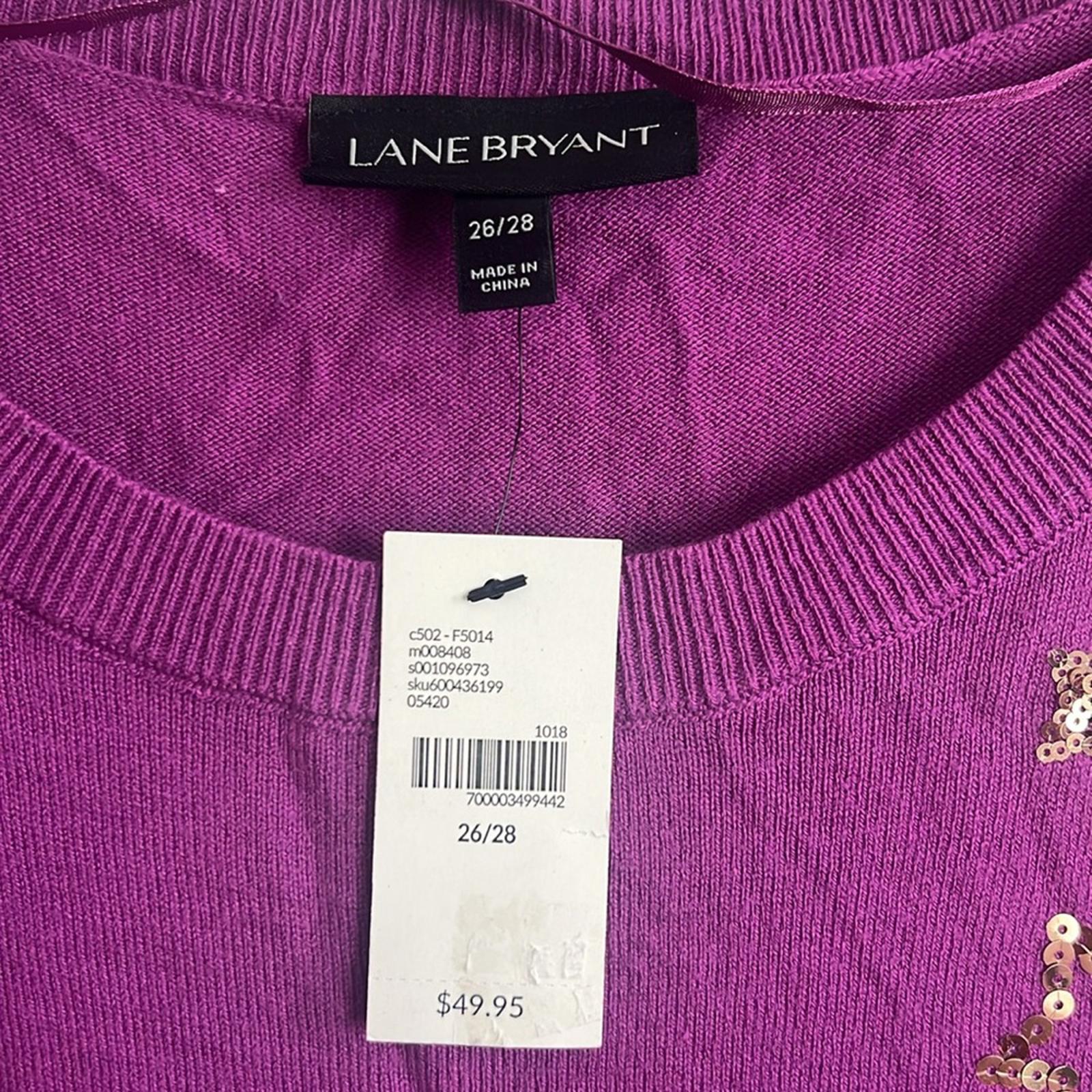 Lane Bryant Sequin Star Graphic Sweater in Fuchsia, Size 26/28 New w/Tag