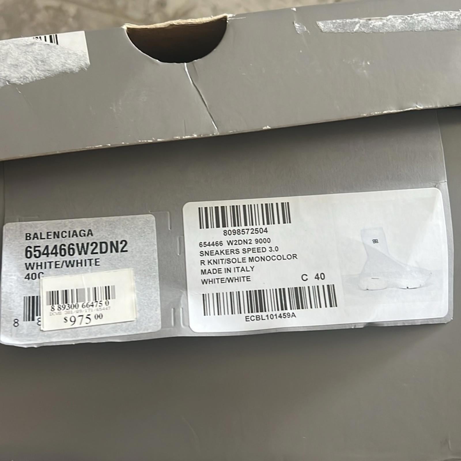 Balenciaga Speed 3.0 Knit High Top Sock Sneakers in White, Size 40 NEW in Box