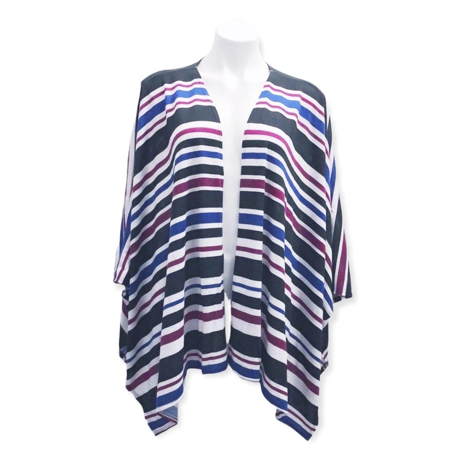 Travel Elements Striped Cardigan, Poncho Knit Sweater Size L New w/Tag