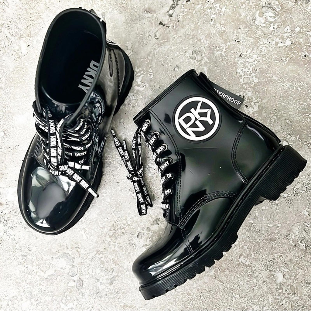 DKNY Tibby Combat Lace-Up Boots in Black, Size 6 New w/Tag