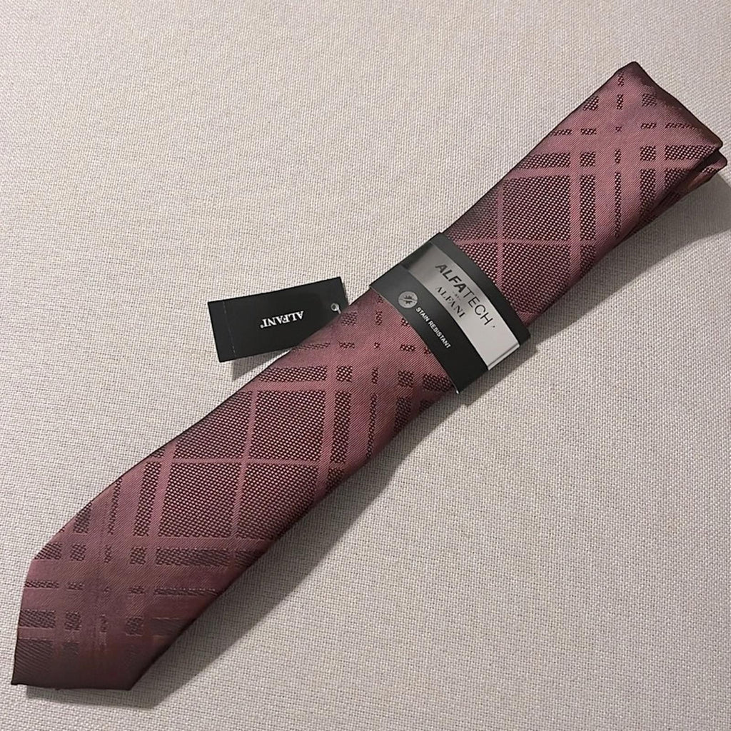 ALFATECH Stain Resistant Switzer Plaid Neck Tie, Style 1AFC22-1030 New with Tag