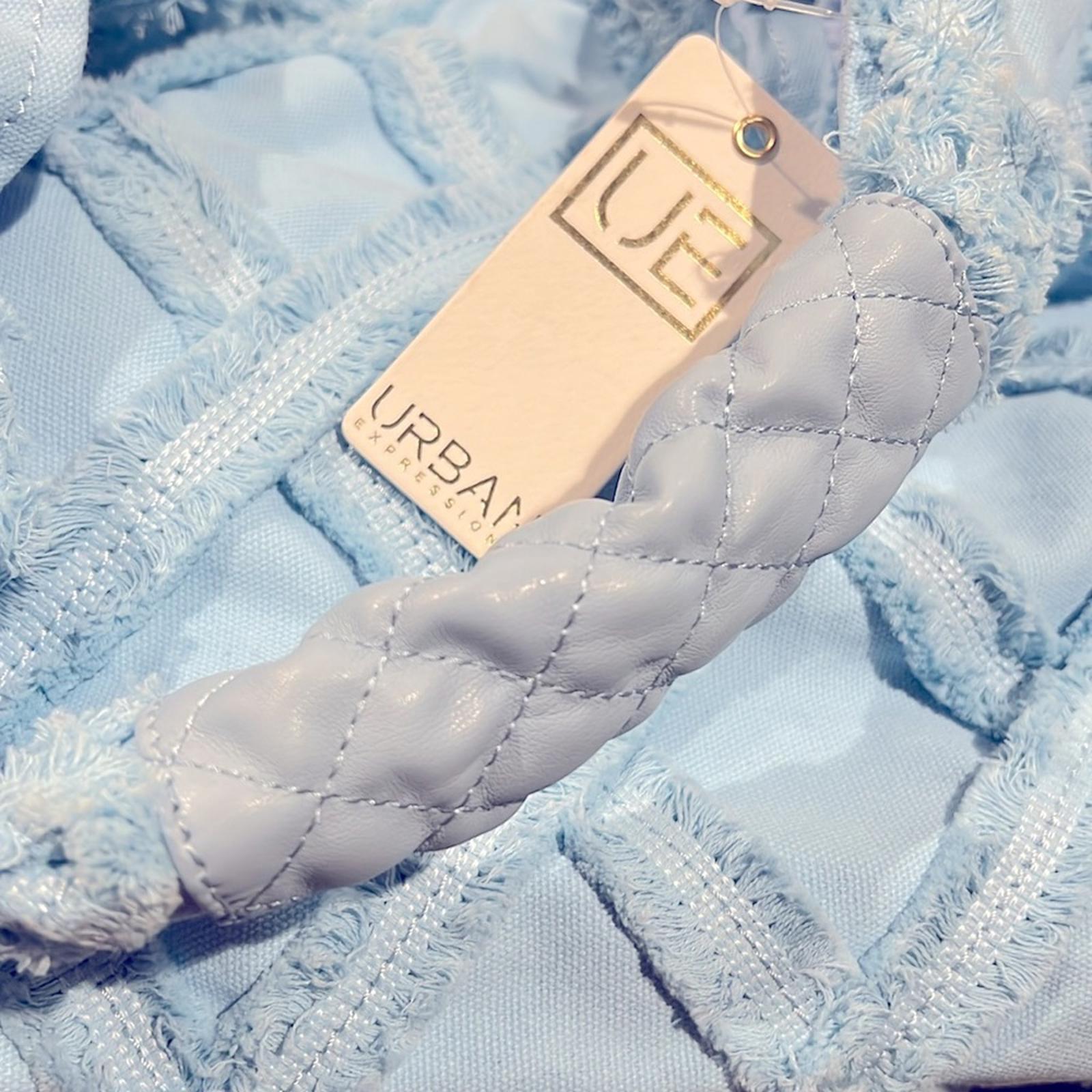 NWT Urban Expressions Barbuda cotton canvas hobo shoulder bag in Sky Blue $100