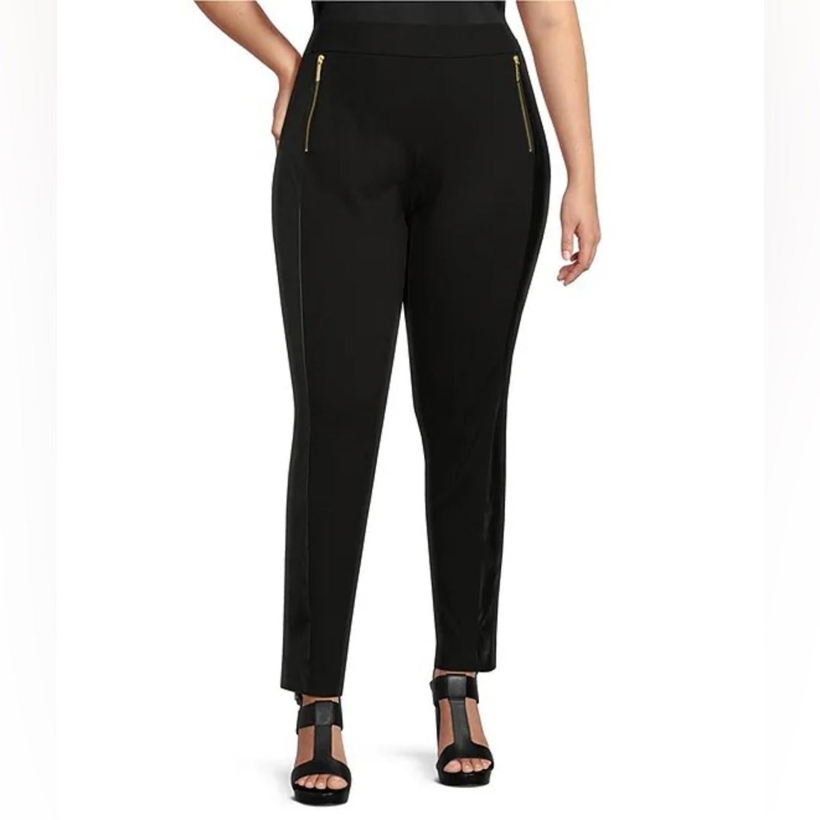 Michael Kors Zip-Pocket High Rise Skinny Leg Pull-On Pants in Black Size 2X NWT