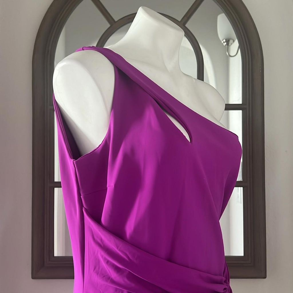Chiara Boni Costanza Long One-Shoulder Gown in Magneta, Size US14 EU50 NWT $995