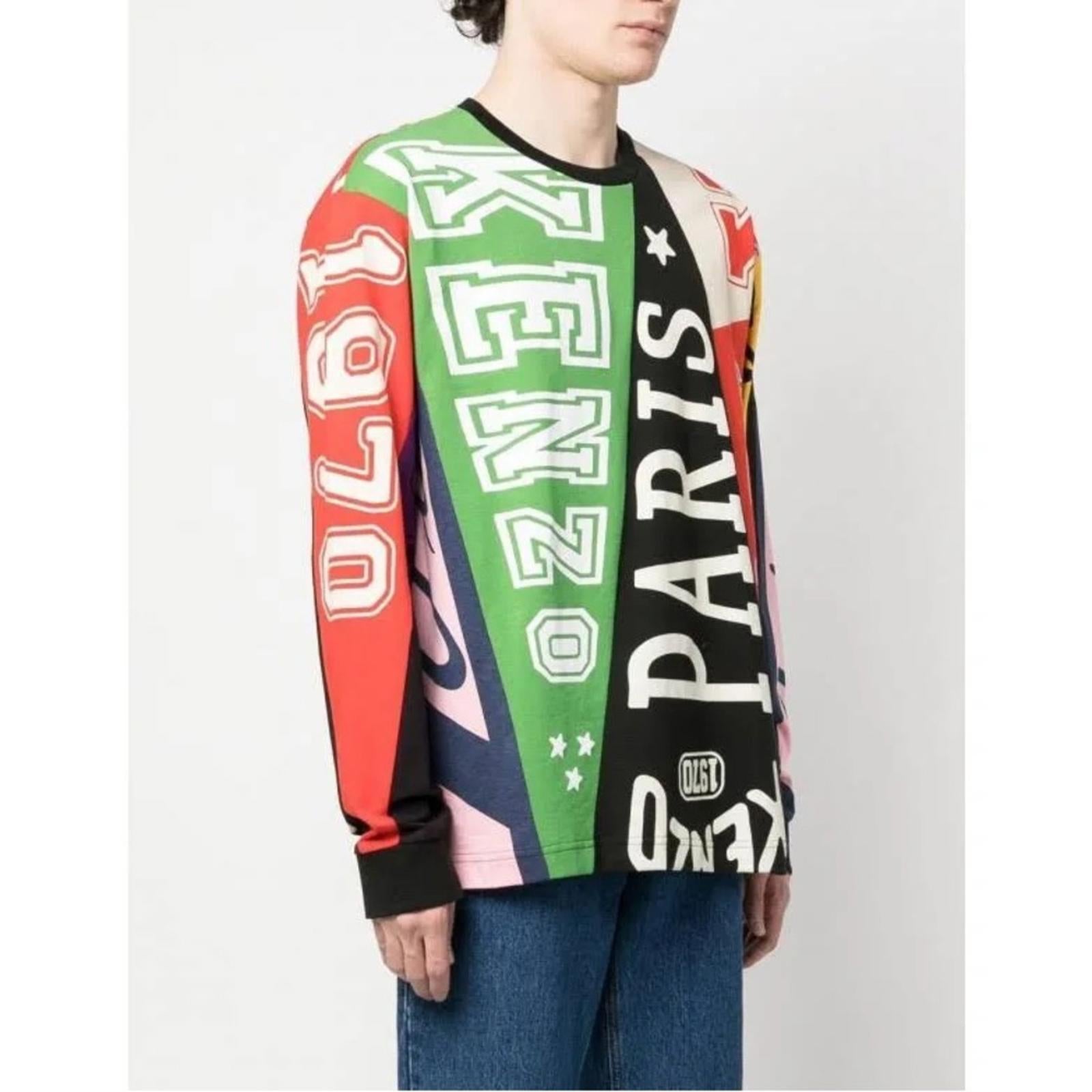 KENZO Flag Print Oversize Cotton T-Shirt, Size S New w/Tag Retail $475