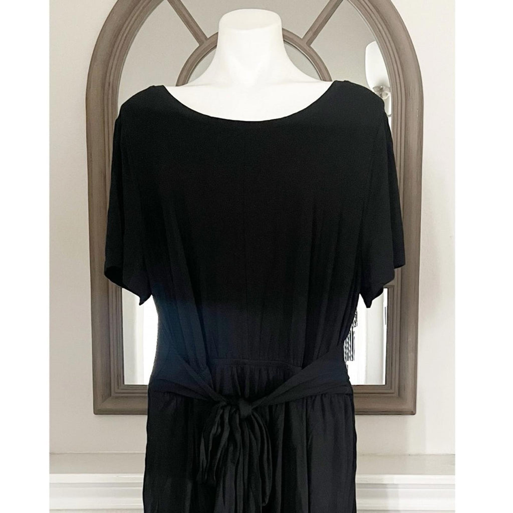 Lane Bryant Asymmetric Belted Midi Dress in Black, NWT, Size 14/16