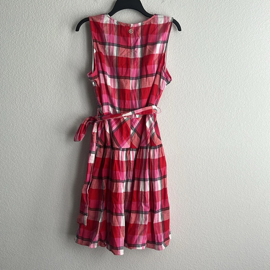 Tommy Hilfiger Majorca Casual Sleeveless Plaid Dress w/Tie, NWT, Size 16